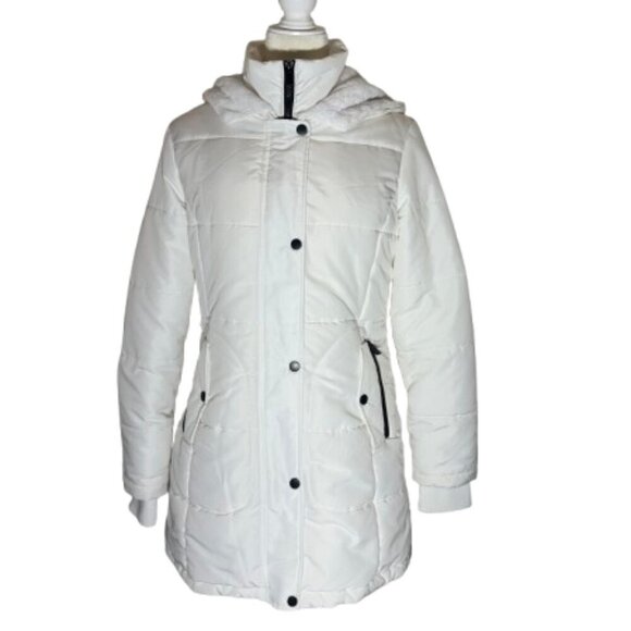 DETAILS INTL Women's White Zipper Hooded Coat with Size PS - Picture 1 of 15